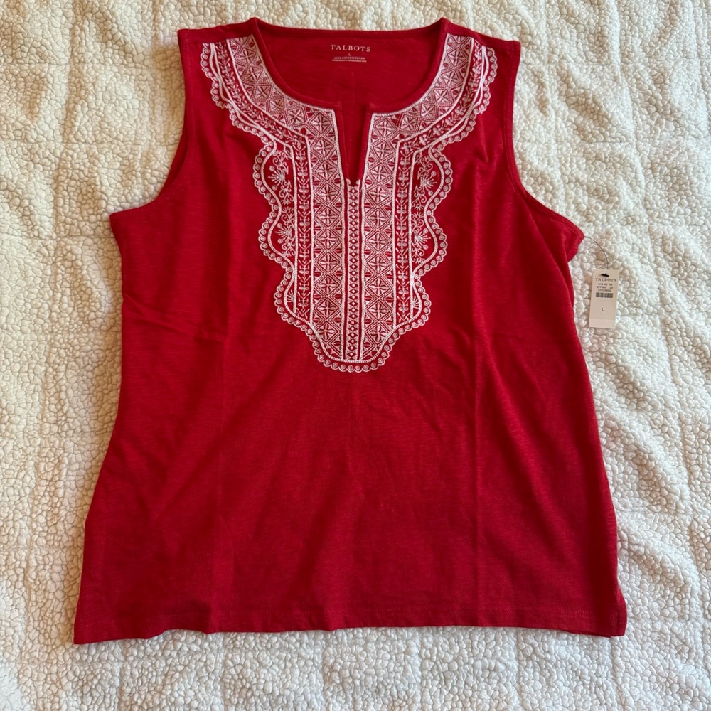 NWT Embroidered Red Top
